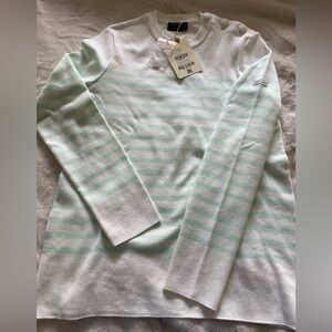 Saint James White & Mint Striped Knit Top